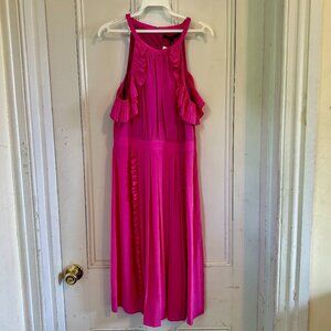 Tibi pink silk ruffle dress 10 NEW with tags
